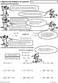 First Page of Commutative and Associative Properties 
		All Levels