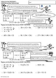 Preview of math worksheet on Associative Property - Level 2