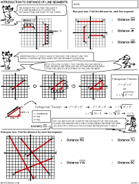 Preview of math worksheet, Intro to Distance of Line Segments - Level 1