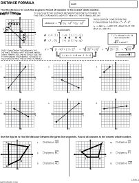 Preview of math worksheet, Distance Formula - Level 2