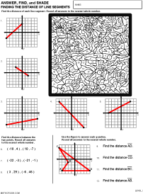 Preview of math art worksheet, Distance of a line segments - Level 3