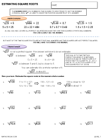 Preview of math worksheet on Estimating Square Roots - Level 1