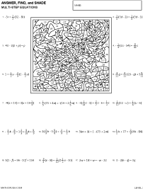 Preview of math art page - Multi-Step Equations, Level 3