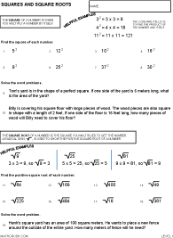 Preview of math worksheet on Squares and Square Roots - Level 1