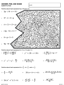 Preview of math art worksheet, Substitution - Level 3