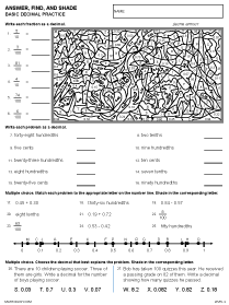 Preview of math art worksheet, Basic Decimal Practice - Level 1