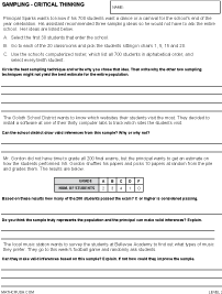 Preview of math worksheet, Sampling - Critical Thinking - Level 2