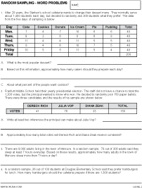 Preview of math worksheet, Sampling - Word Problems - Level 2