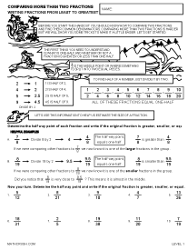 Preview of worksheet on Comparing more than two Fractions - Level 1