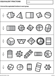 Preview of math worksheet on Equivalent Fraction Pictures - Level 1