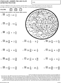 Preview of math art worksheet on Estimating Fractions - Level 2