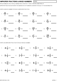 Small Preview of Mixed Numbers and Improper Fractions 
		Worksheet LEVEL 3