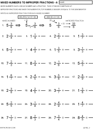 First Page of Mixed Numbers to Improper Fractions 
		Worksheet LEVEL 2