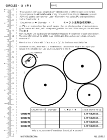 Preview of math worksheet on Measuring Pi - All Levels