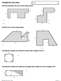 Preview of math worksheet on Perimeter and Area - Level 3