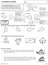 Preview of math worksheet on Pythagorean Theorem - Level 3