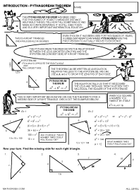 Preview of math worksheet on Introduction to the Pythagorean Theorem - All Levels