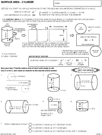 Preview of math worksheet on Surface Area of Cylinders - Level 2