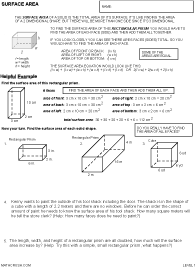 Preview of math worksheet, Surface Area - Level 1