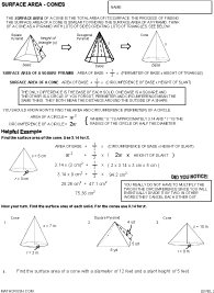 Preview of math worksheet, Surface Area of Cones - Level 2
