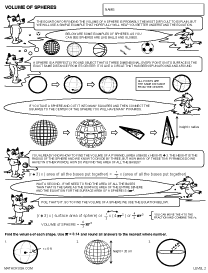 Preview of math worksheet, Volume of Spheres - Level 2