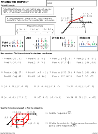 Preview of math worksheet, Finding the Midpoint - Level 3