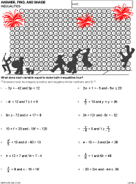 Preview of math art worksheet on Solving Inequalities - Level 2