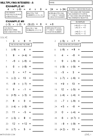 Preview of Multiplying Integers - LEVEL 1