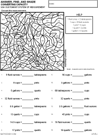 Preview of math art worksheet on Converting Capacity - Level 2
