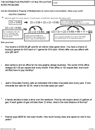 Preview of worksheet on The Distributive Property of Multiplication