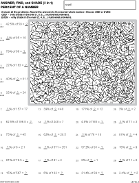 Preview of math art page - Percent of a Number, Level 3