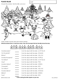 Preview of math art worksheet on Place Value - All Levels