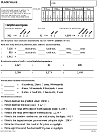 Preview of math worksheet on Place Value Problems - Level 1
