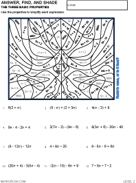 Preview of math art worksheet on The Three Basic Properties - Level 2