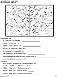 Preview of math art worksheet on Understanding Numbers - Level 2