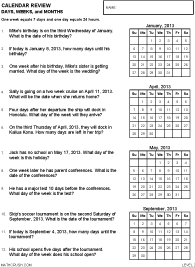 Preview of math art worksheet, Calendar Review - Level 2